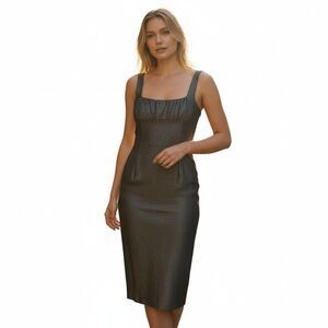 Nanette Lepore Silver Metallic Sleeveless Dress Women Size 12 Petite USA